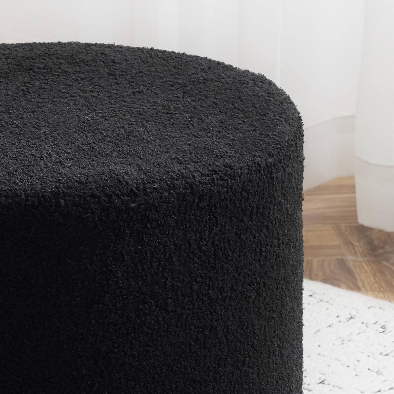 Bezseller Soft Boucle Pouf Ottoman, Comfortable Foot Rest, Full Foam Filling Footstool for Living Room, Bedroom
