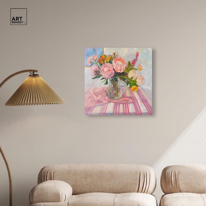 Pink Protea Pitcher Canvas by Art Remedy, Gallery Wrapped