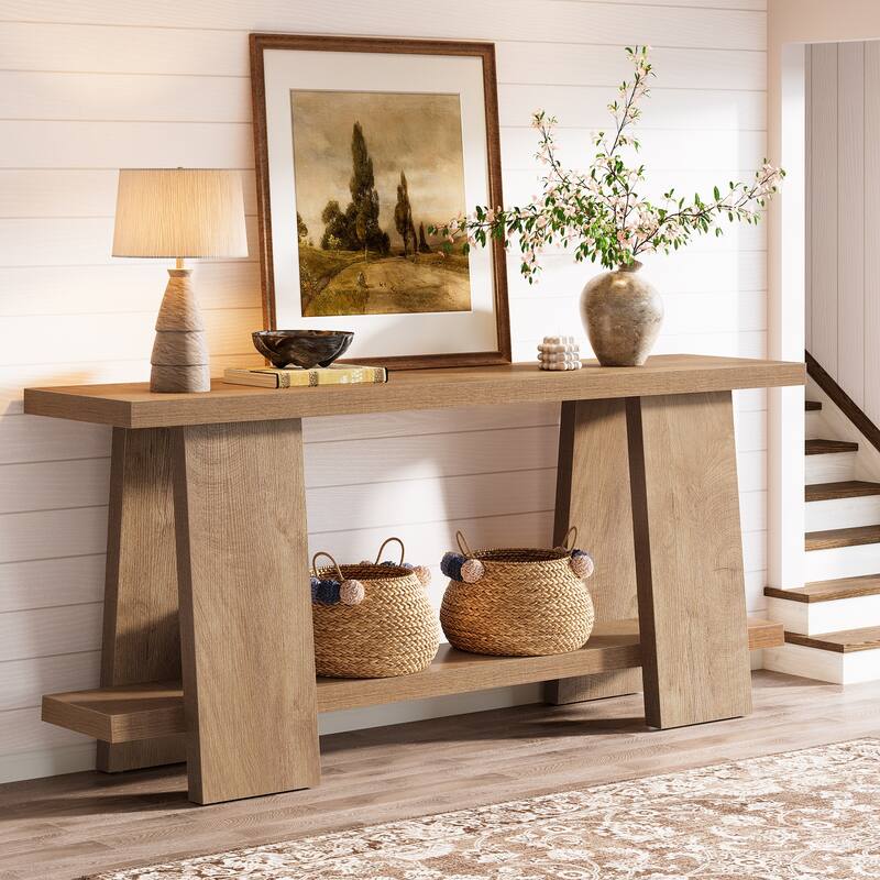 70.8 Inches Large Console Table with Storage Shelf for Entryway