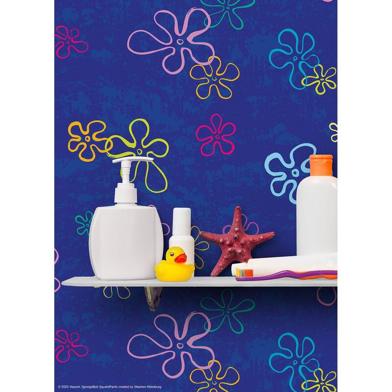 RoomMates SpongeBob SquarePants Floral Blue Peel and Stick Wallpaper - N/A