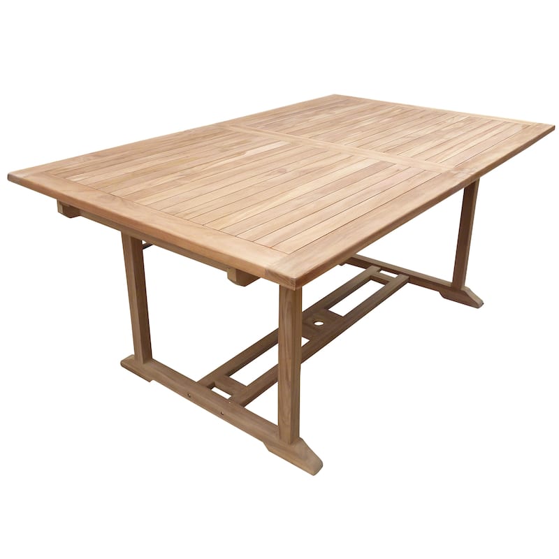 Seven Seas Teak San Juan Teak Wood Rectangular Outdoor Patio Extension Table, 71 to 94 inch (Table Only)