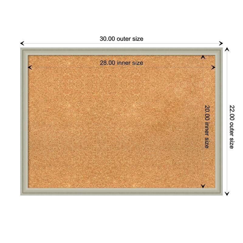 Florence Framed Natural Corkboard Bulletin Board - Florence Silver - Board Size 28x20