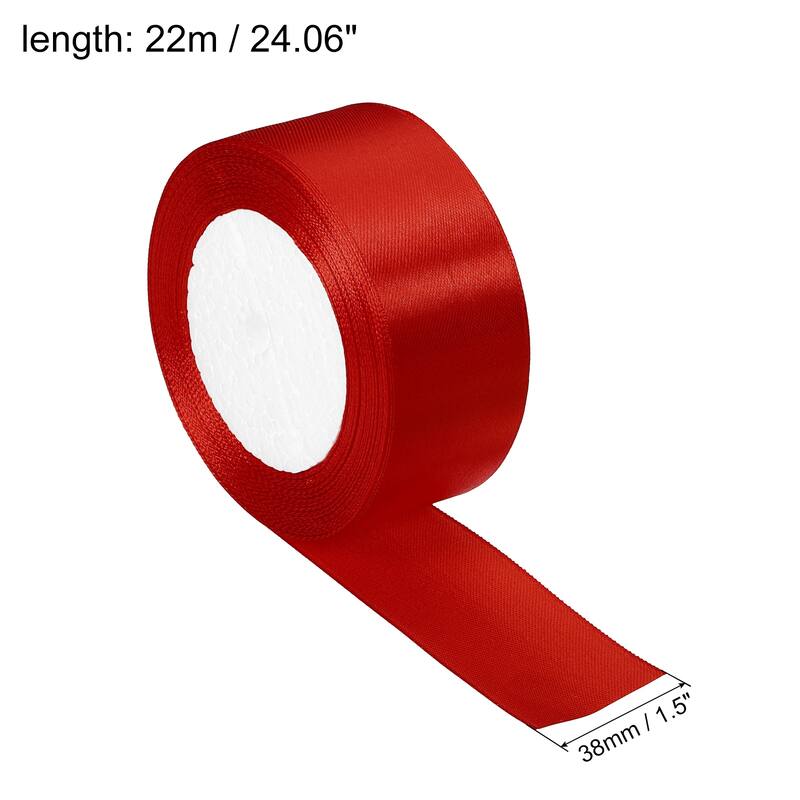 Satin Ribbon Double Face Crafts Roll for Party DIY Wrapping Decoration - Red