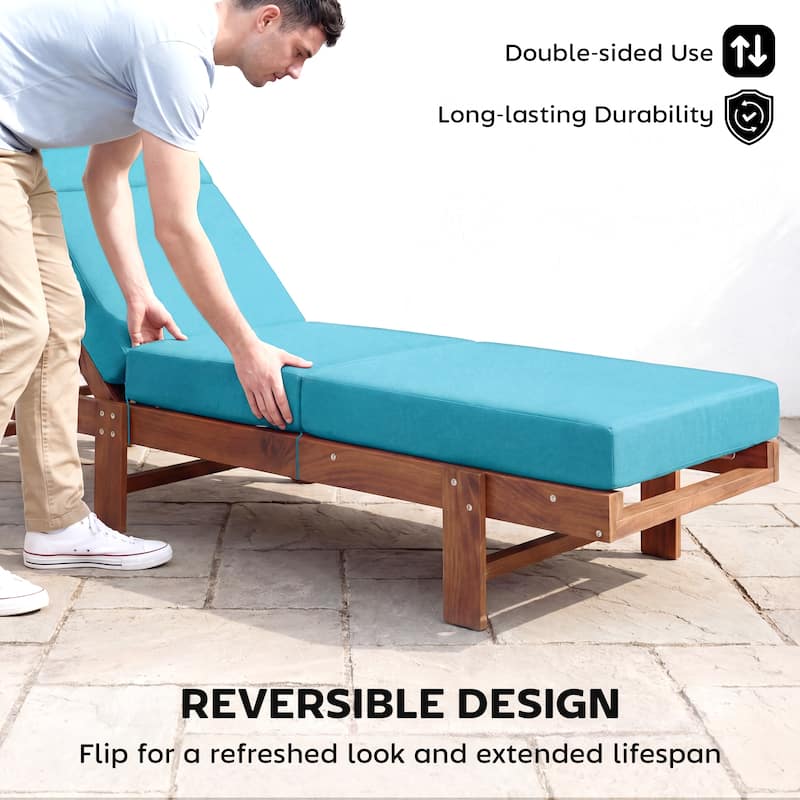 Outsunny Chaise Lounge Cushion, 4" Thick Outdoor Lounge Chair Cushion with Non-Slip Ties