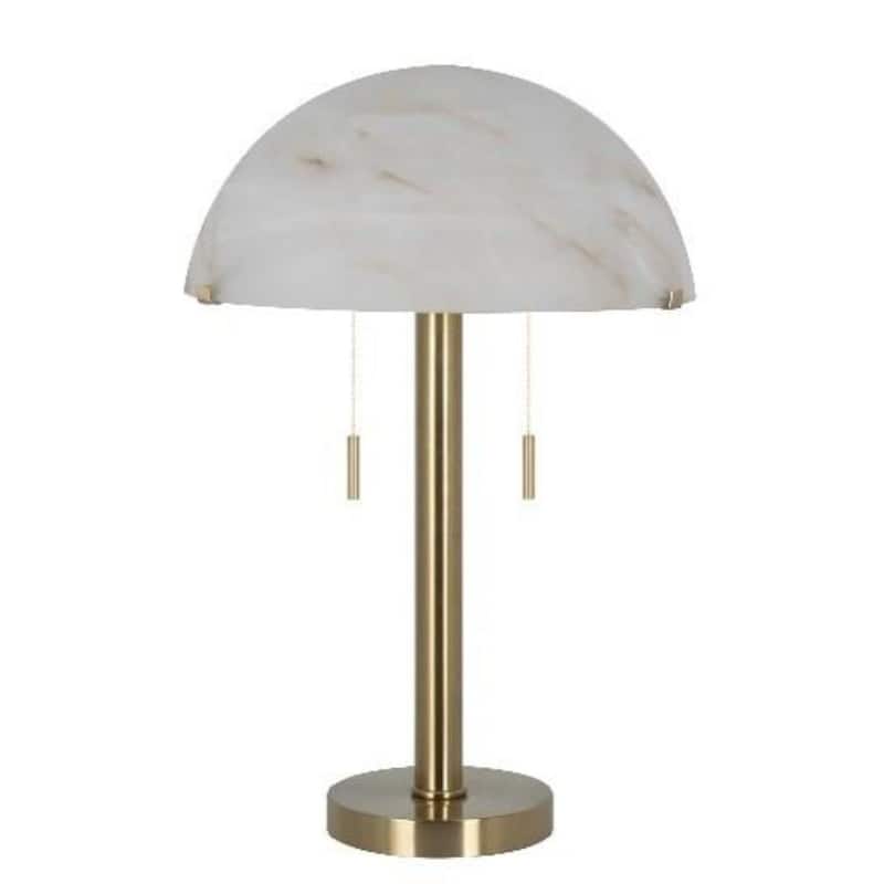 24" Metal Table Lamp with Glass Shade, Brass