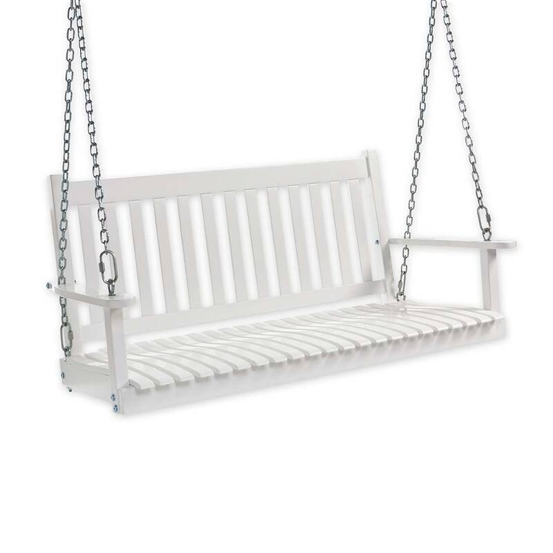 Slatted Wood Porch Swing - White Paint