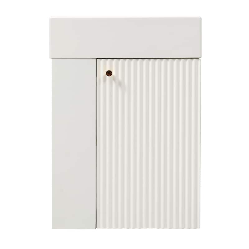 18.5 inch Modern Floating Bathroom Vanity with Resin Basin - Perfect for Small Bathrooms, Left side storage