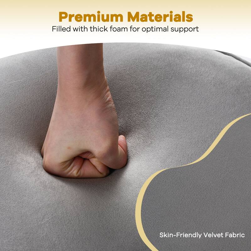 Gymax Velvet Vanity Chair w/ Back Tufted Low Back & Solid Wood Legs