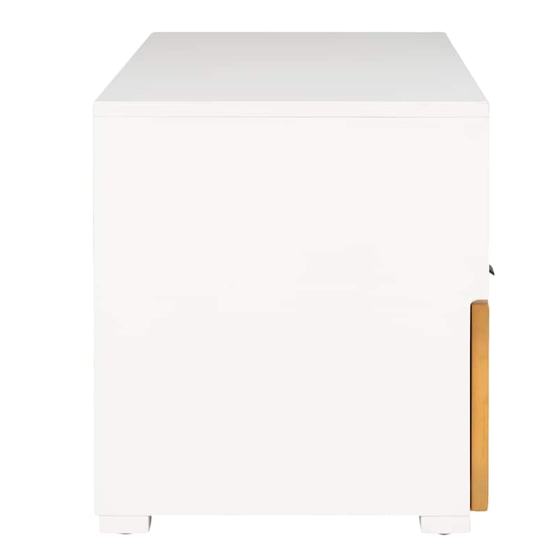 SAFAVIEH Theon 2-Drawer 1-Shelf Entertainment Media Stand (Fits up to 55" Flatscreen TV) - 47.5 in. x 15.5 in. x 17 in.