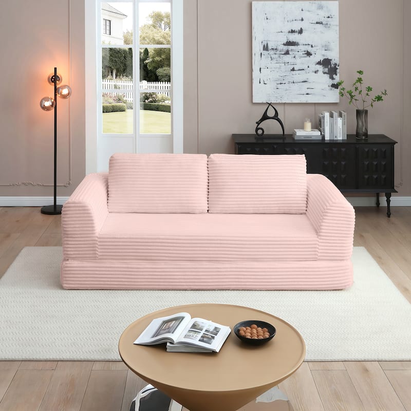 Modern Corduroy Sleeper Couch , Futon Modular Upholstered Boneless Sofa
