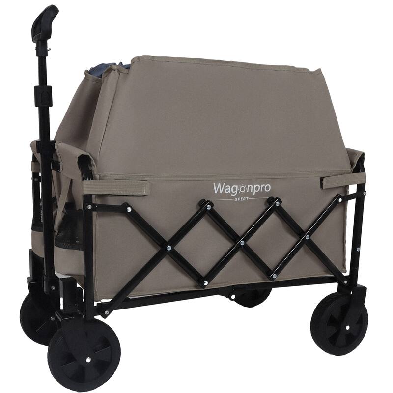 Expandable Dual-Layer Utility Wagon with 100% Extra Space - Grocery Cart for Camping, Shopping, Sports, Gardening, Fishing