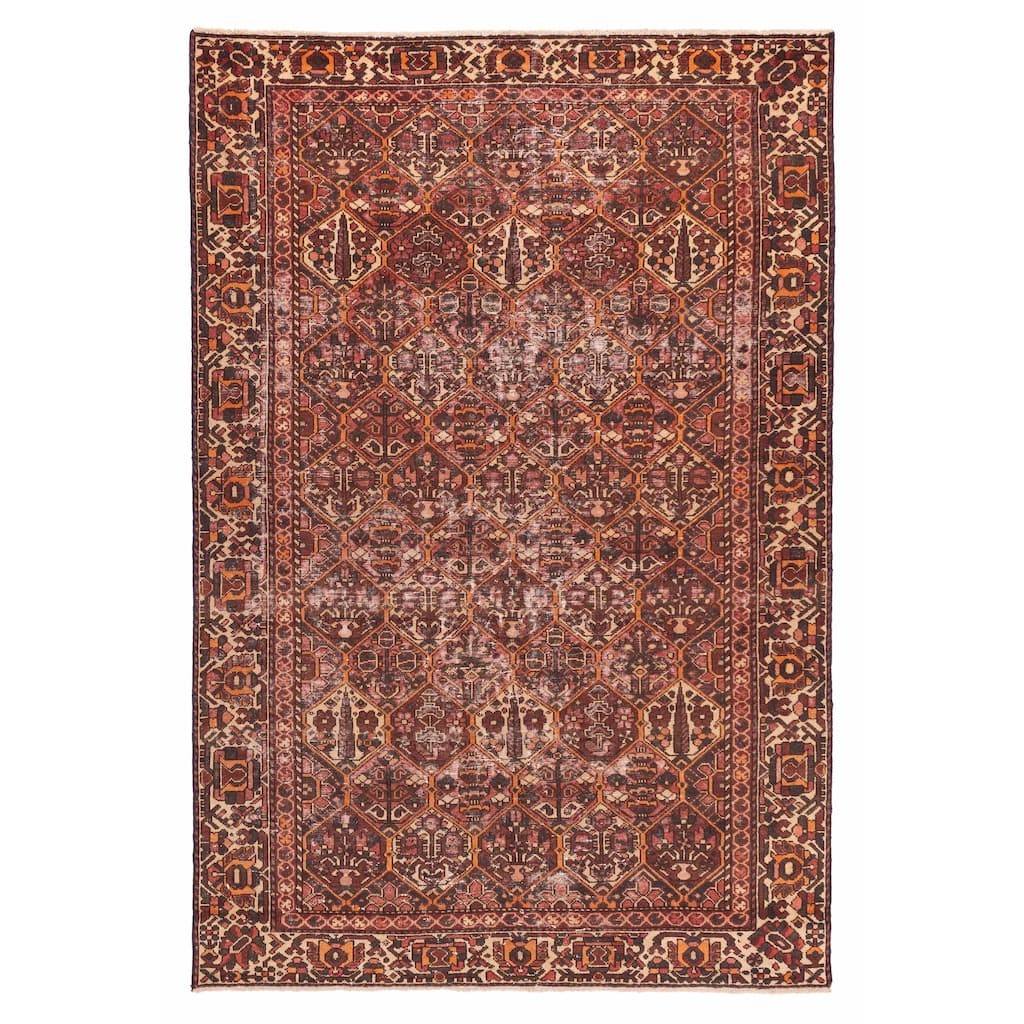 ECARPETGALLERY Hand-knotted Kayseri Vintage Dark Red Wool Rug - 6'6 x 9'10