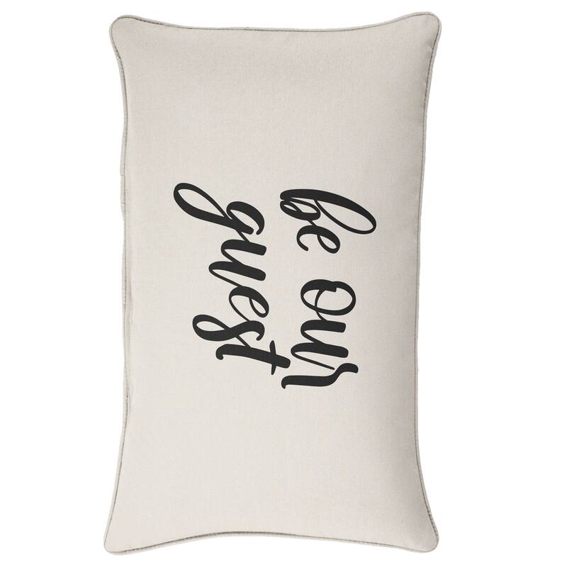 Sunbrella Canvas "Be Our Guest" Embroidered Indoor/Outdoor 13x20 Corded Lumbar Pillow (Single) - 13 in L x 20 in W
