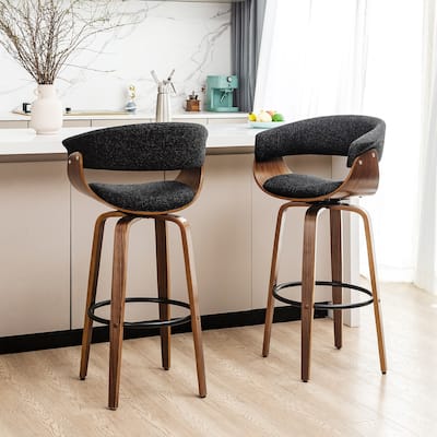 Glitzhome Set of 2 or 4 Modern Counter & Bar Height Wooden Swivel Bar Stools