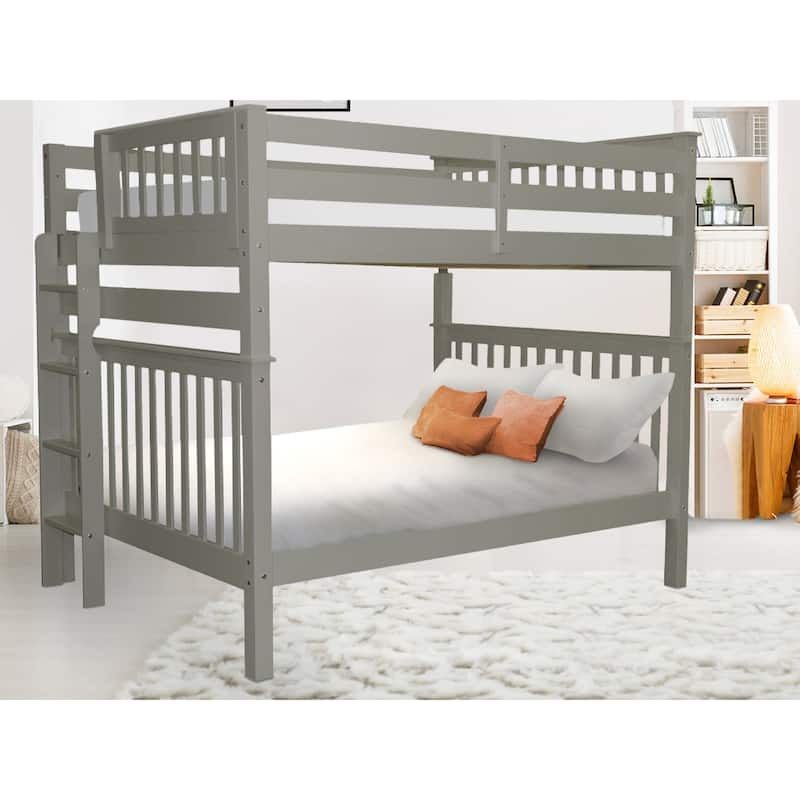 Taylor & Olive Trillium Full over Full Bunk Bed with End Ladder - Grey