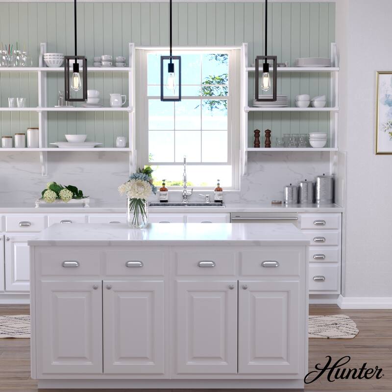 Hunter Squire Manor 1-Light Mini Pendant - Kitchen Island, Dining Room, Bedroom - Modern Farmhouse, Caged, Candle, Transitional