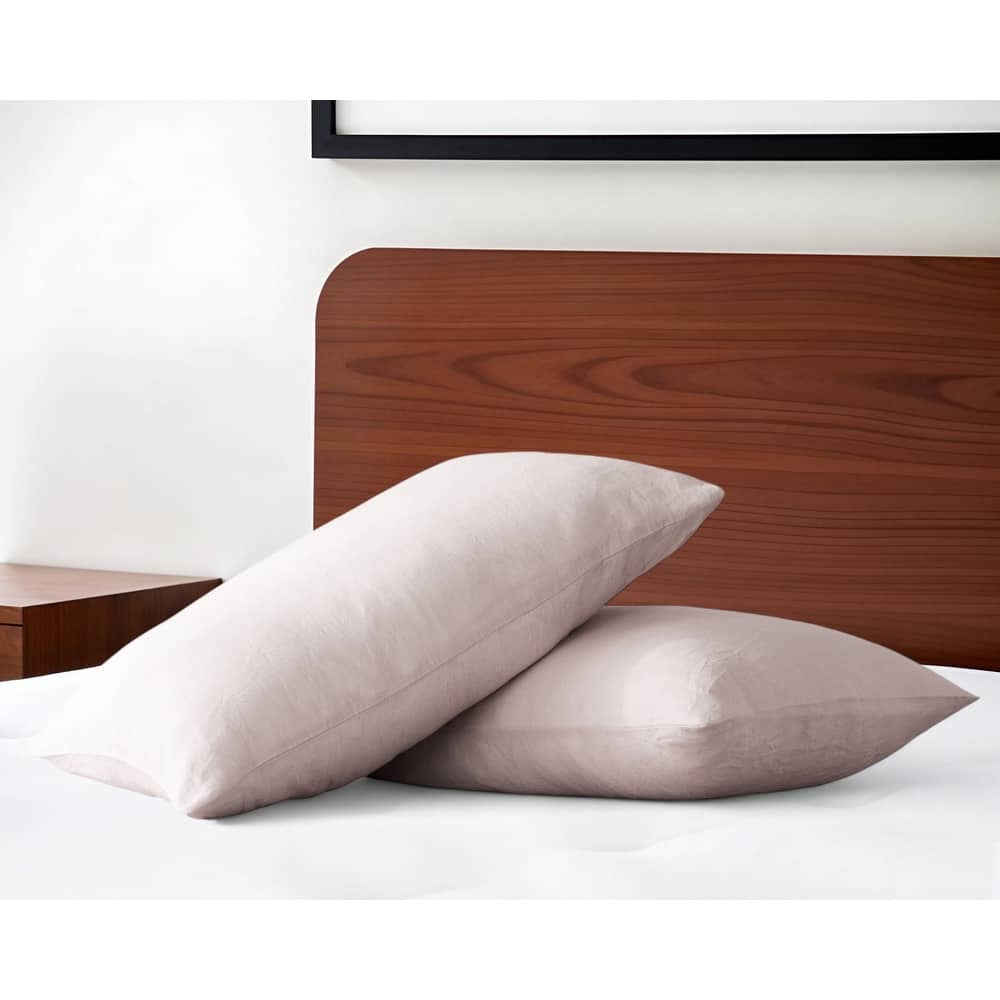 HomeRoots Set of Two Light Pink Linen Pillowcases