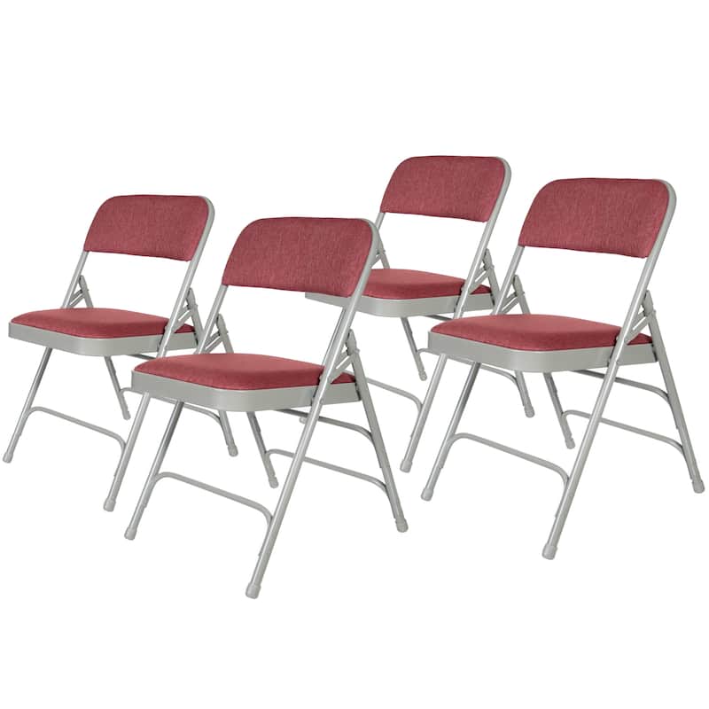 Hampden Furnishings Bernadine Collection Fabric Triple Brace Folding Chair, Pack of 4 - Burgundy
