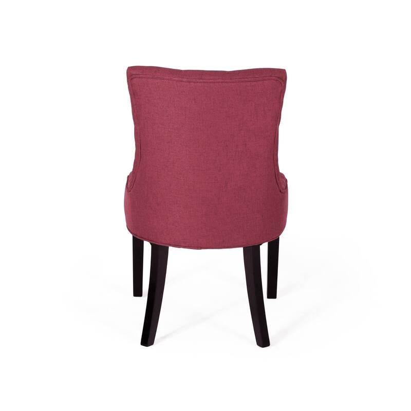 Cheney Dining Chairs Set of 2 - Red Upholstered Fabric, Contemporary Design with Tufted Back & Tapered Legs