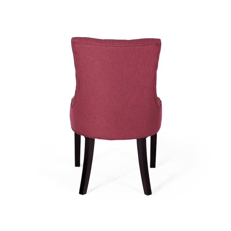 Roomfitters Tufted Upholstered Dining Chairs with Sloped Back and Black Wooden Legs, Set of 2