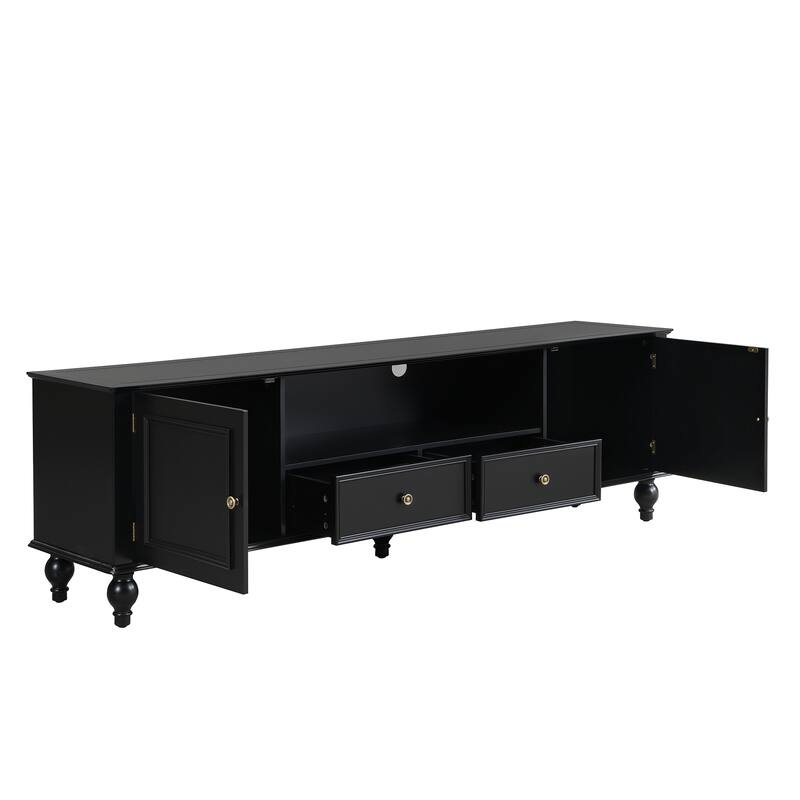 70.9'' Modern TV Stand for TVs up to 80 Inches, Entertainment Center with Open Compartment, TV Storage Cabinet with 2 Drawers