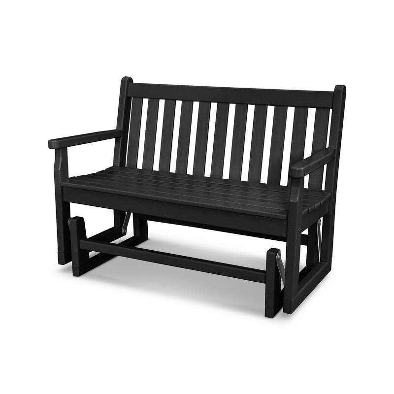 POLYWOOD Traditional 48-inch Outdoor Garden Glider Bench - Black