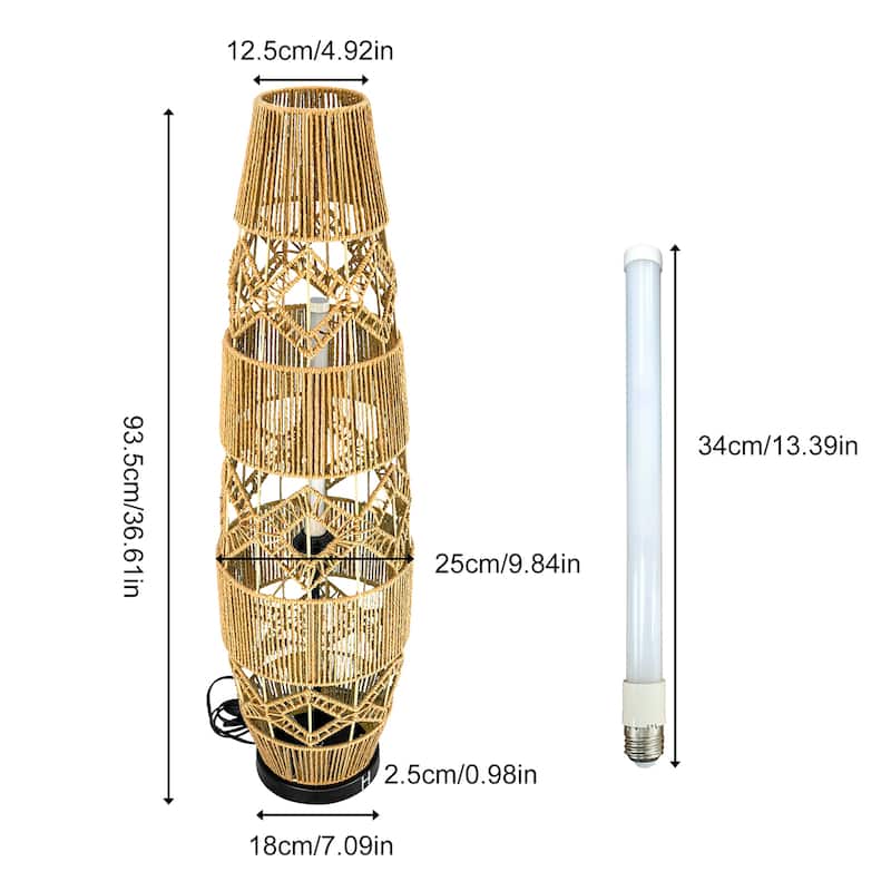 Vintage Vase Rattan Floor Lamp