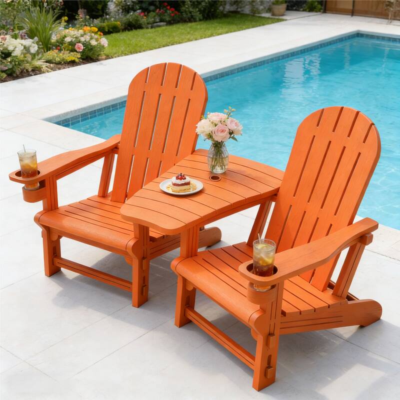 Outdoor All Weather Adirondack Chairs with Movable Footrests, Set of 5/3.