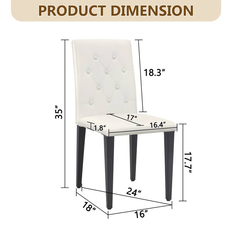 4-pack PU dining chairs: ergonomic buckle backrest, 35 inches high, golden metal legs, a low-key luxury choice.