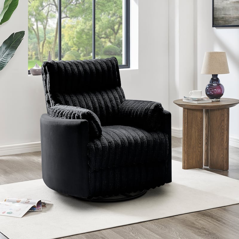 Roundhill Furniture Bocaton Wide Wale Corduroy Upholstery Manual Recliner - Black