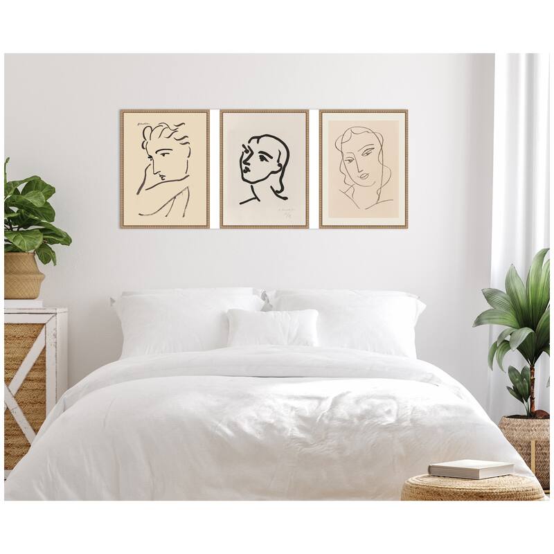 Kate and Laurel Profil de Femme Henri Matisse 3 Piece Framed Canvas Wall Art Set by Nostalgia Prints