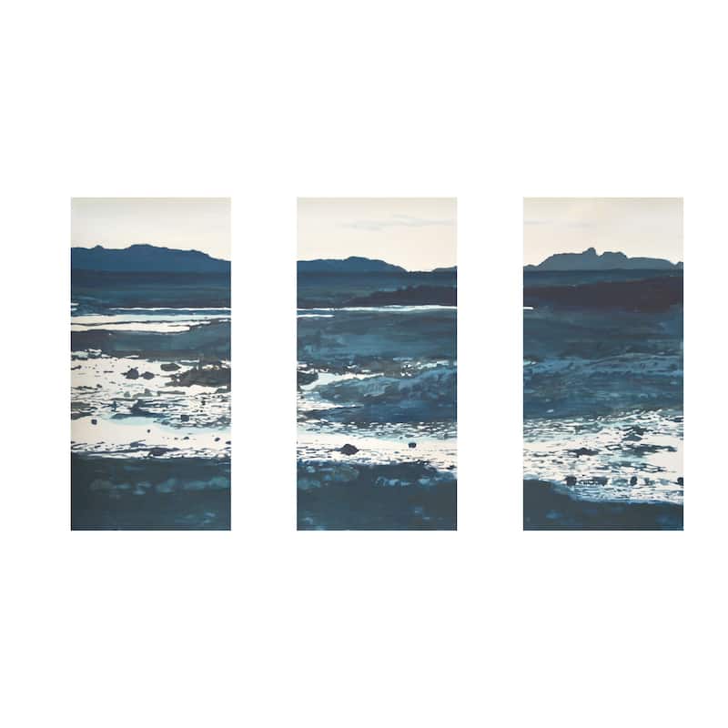 "Coastal Absract" Set of Three Framed Textured Wall Art - Multi-Color