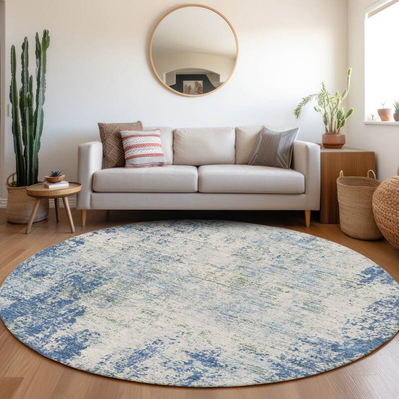 Premium Washable Super Soft Solid Casual Mayfield Rug - Denim - 8' x 8'