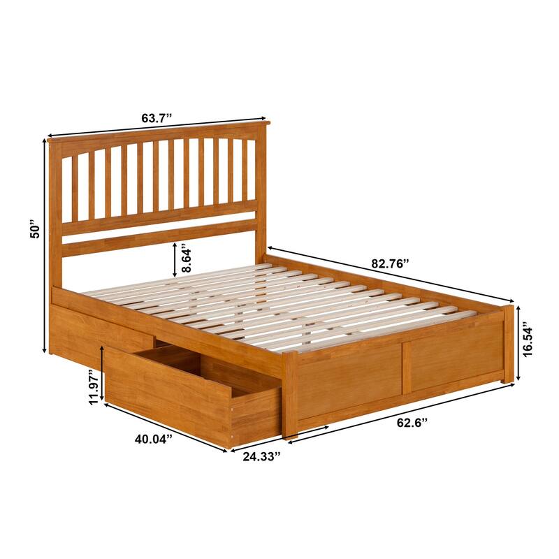 Mission Platform Bed with Footboard and Storage Drawers
