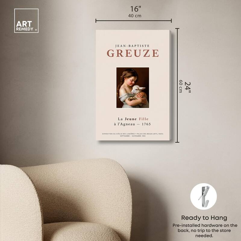 Girl and Her Lamb Canvas by Art Remedy, Gallery Wrapped