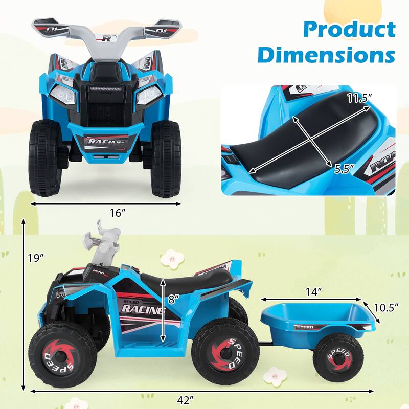 Gymax Kids Electric ATV Car 6V Battery-Powered Ride on Toy w/Removable