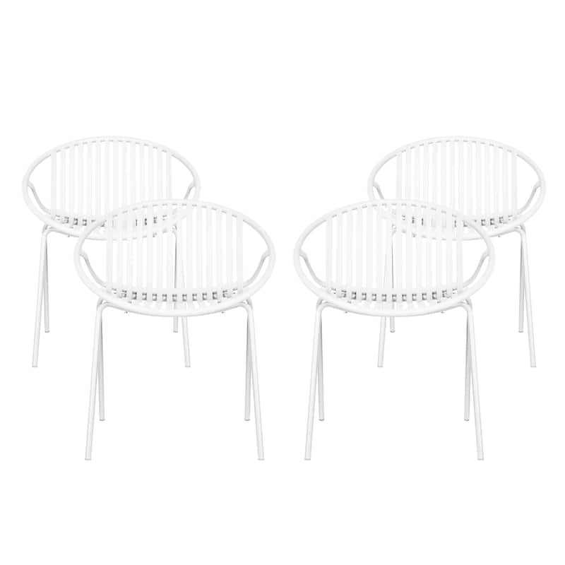 Christopher Knight Home - Emma Patio Outdoor Contemporary Plastic Stackable Dining Chairs