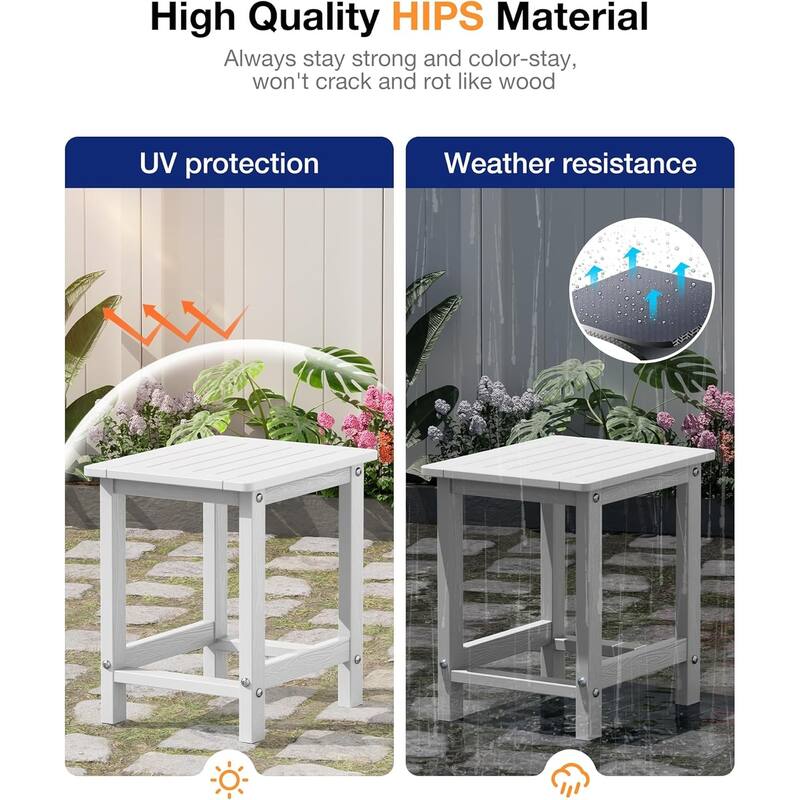 WINSOON HIPS All Weather Outside Table Adirondack Side Table