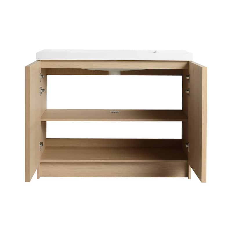 Bathroom Vanity With Resin Sink In 36/42/48 Inch, Freestanding Bathroom Vanity With Soft Close Doors And Shelf