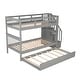 preview thumbnail 44 of 46, Functional Design Wood Bunk Bed with Trundle, Storage Staircases and Guardrails for Safety Guaranteed