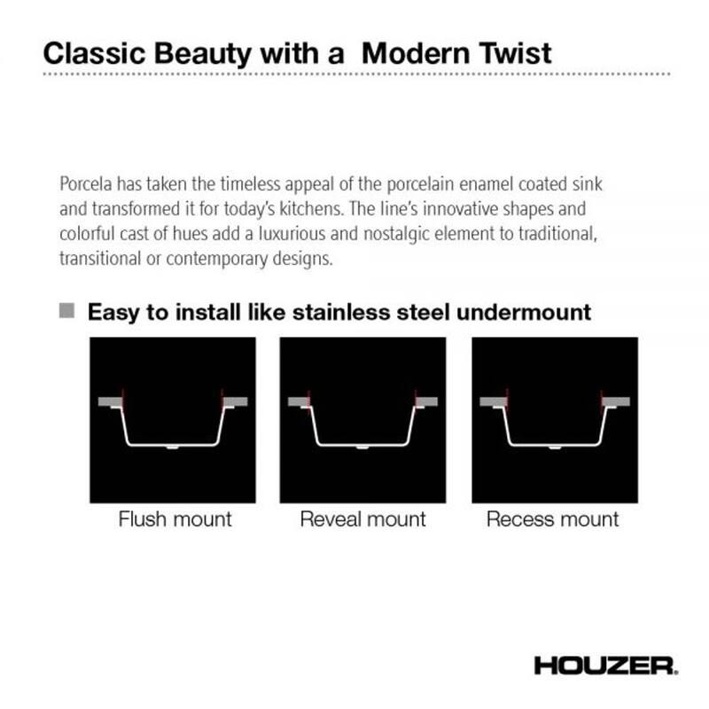 Houzer Porcela 17 inch Slate Porcelain Enamel Steel Undermount Bar Sink