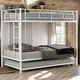 preview thumbnail 10 of 25, Modern Twin Over Twin Bunk Bed With Trundle,Two Ladders,Durable Metal Frame, White