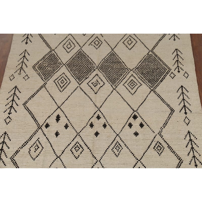 Trellis Moroccan Oriental Area Rug Handmade Wool Carpet - 5'6"x 9'8"