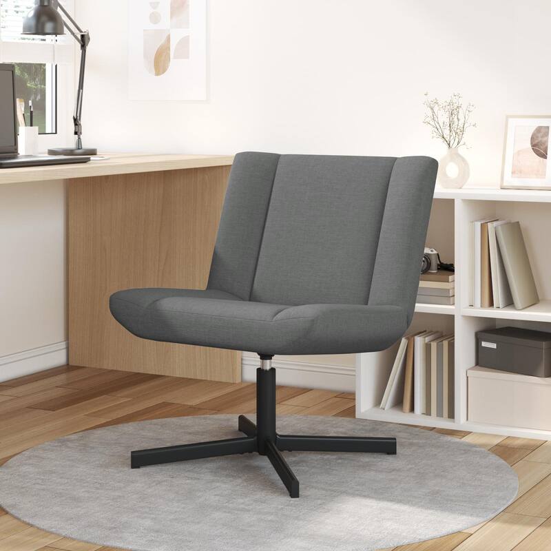 vidaXL Swivel Chair Dark grey Fabric, Metal Medium Swivel Chair - 24.8 x 29.5 x 29.9