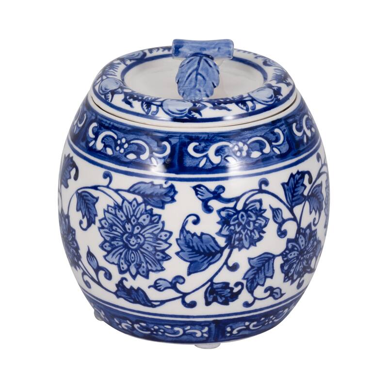 Modern Chinoiserie Ceramic Candle with Lid - Peony Scented Candle