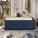 preview thumbnail 5 of 48, Storage Bench with 2 Drawers and 2 Cabinets, Shoe Bench with Removable Cushion for Living Room