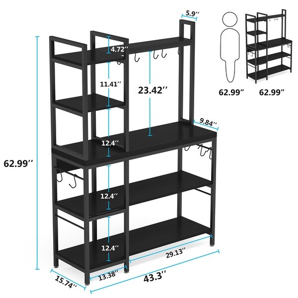 43 inch Kitchen Bakers Rack with Microwave Stand 5-Tier Kitchen