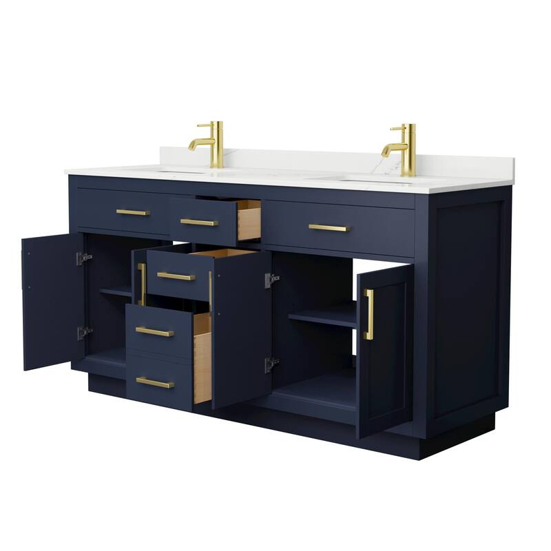 Beckett TK 66-inch Double Vanity, Single Hole Quartz Top