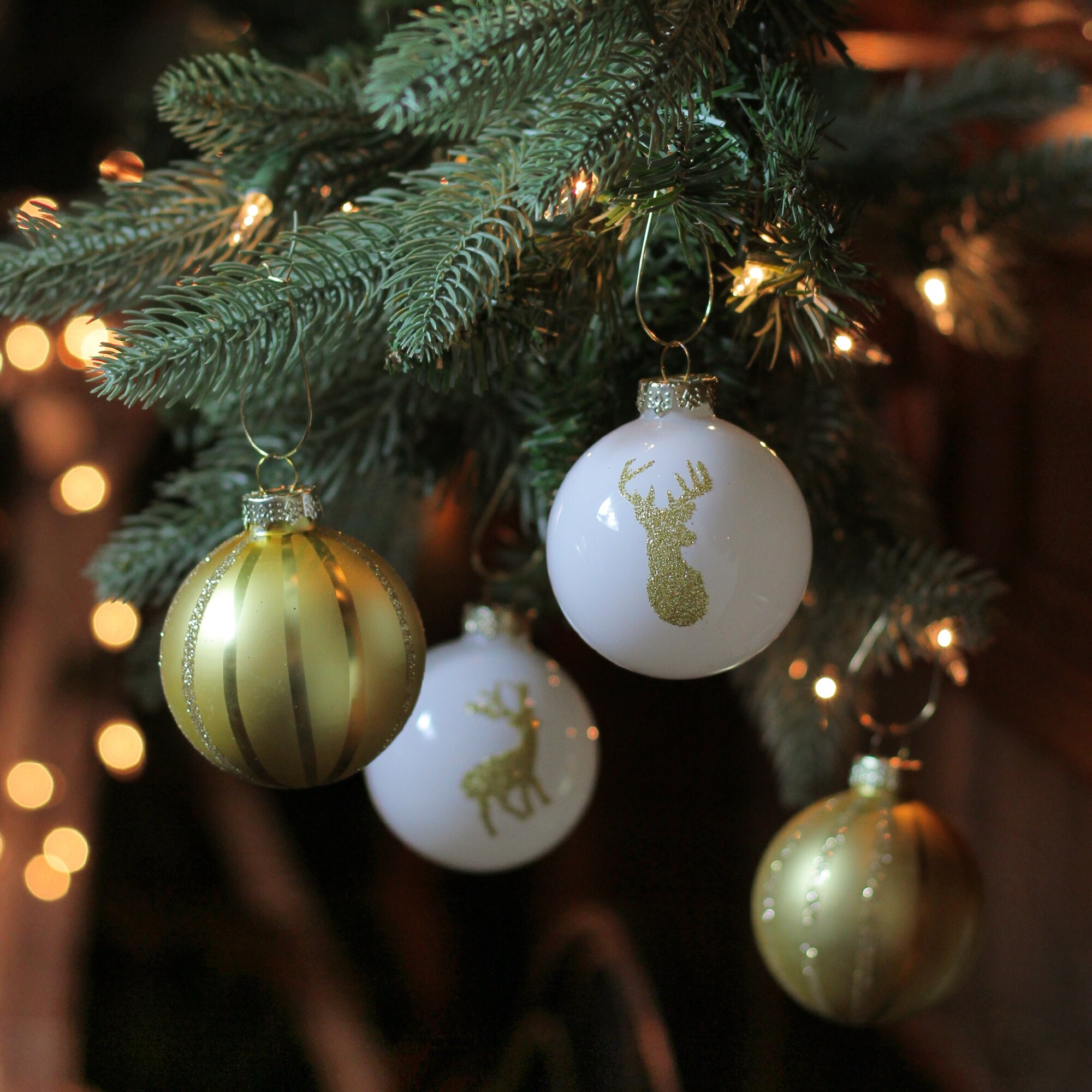 Shop 4ct Champagne Gold And White Deer Matte Finish Christmas