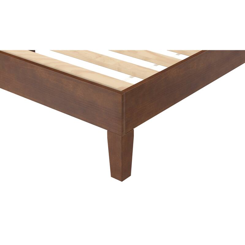 Natural Pine Queen Platform Bed with 6.5-Inch Clearance and 28-Slat Dual-Zone Support
